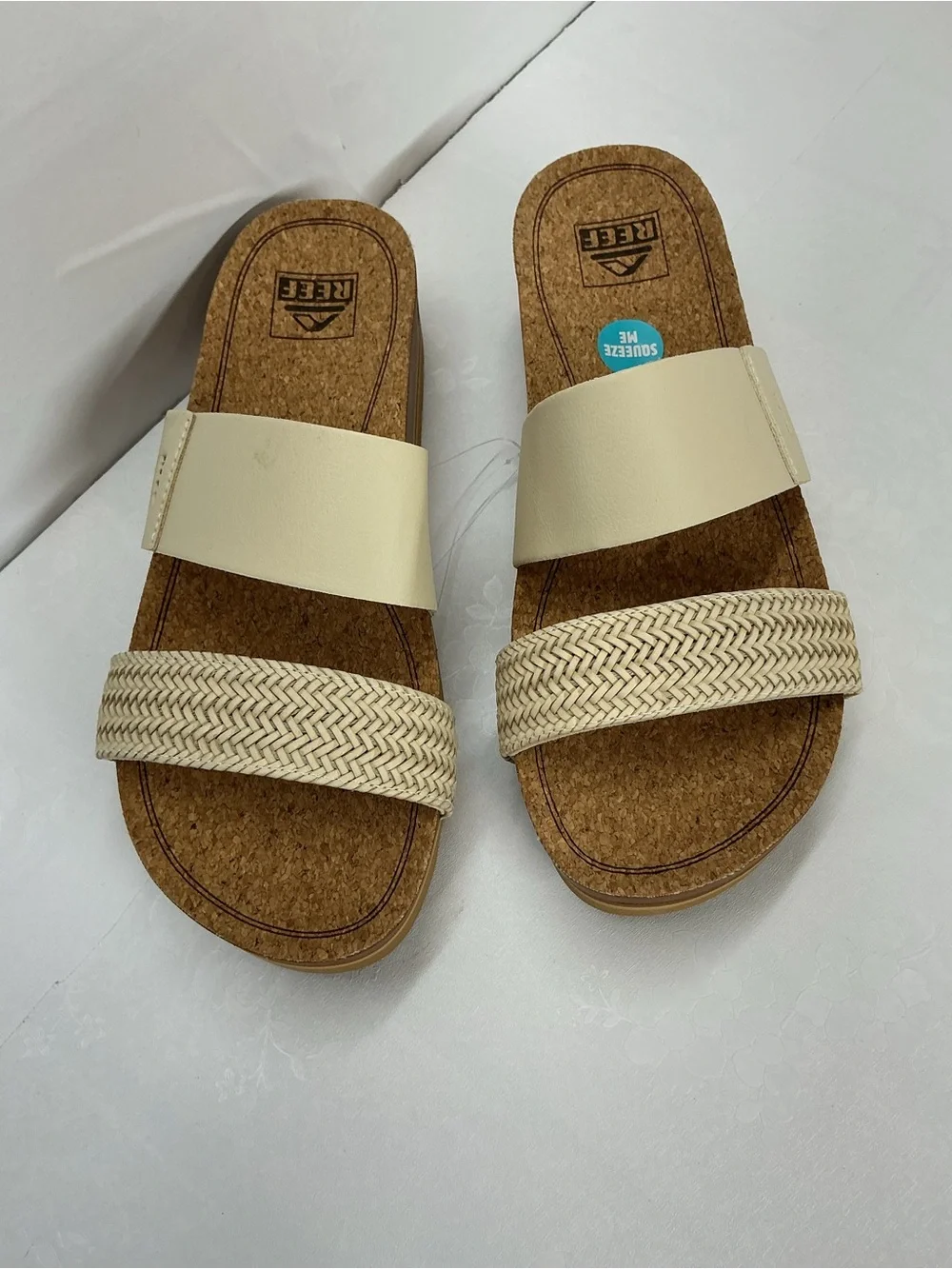 Reef Cream Dual-Strap Woven Platform Slides